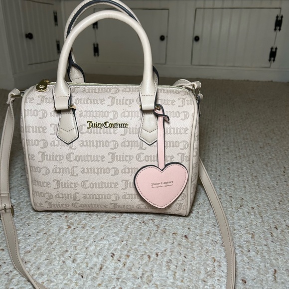 Juicy Couture Handbags - NWOT Juicy Couture Speedy Satchel Tan Dot Logo Heart Fob